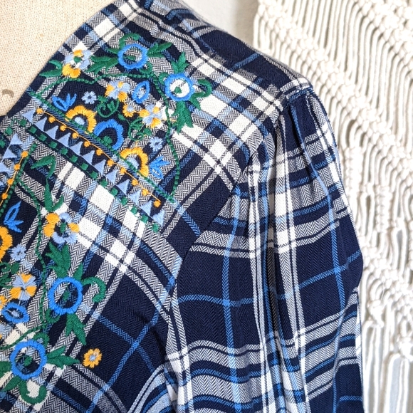 Westport Plaid Midi Dress Embroidered Floral - Picture 3 of 14